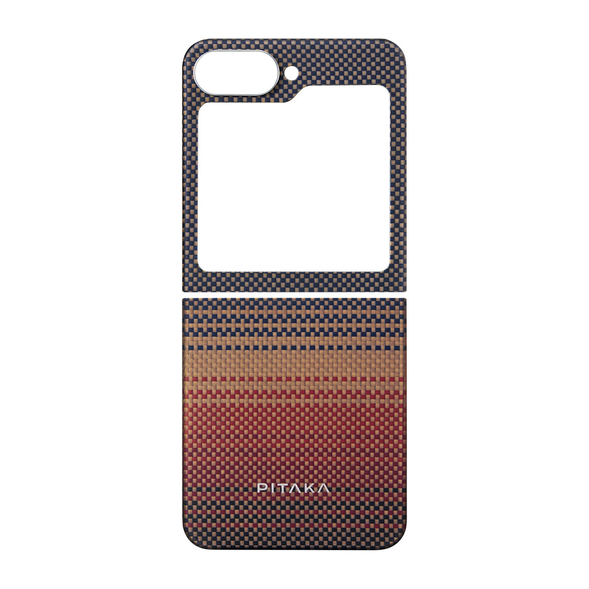 Pitaka Tactile Woven Sunset-Moonrise Serisi Galaxy Z Flip 6 M-safe Şarj Özellikli Aramid Fiber Sunset Kılıf Pitaka Tactile Woven Sunset-Moonrise Serisi Galaxy Z Flip 6 M-safe Şarj Özellikli Aramid Fiber Sunset Kılıf
